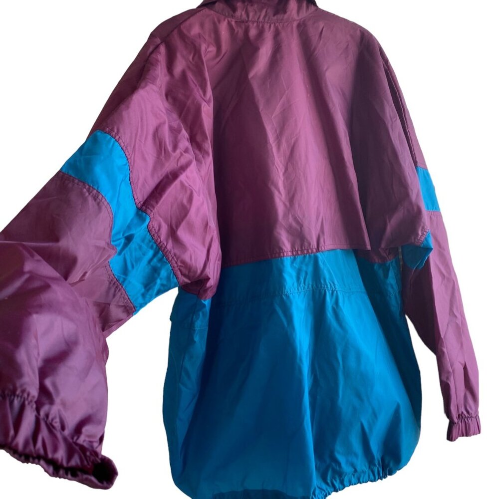 Vintage 90s Golfsmith Golf Nylon Men Windbreaker Jacket Purple Teal Green Vented - Picture 15 of 15
